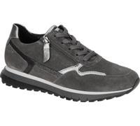 Gabor Comfort 76378-40 Sneaker, Femme, Cuir, Graphite/Argent, Semelle amovible - Chaussures à lacets confortables pour femme, Gris, cuir/textile (velours/métal/jackson)