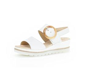 Gabor Femme Sandales, Dame Sandales compensées,Sandales à Talon compensé,Chaussures d'été,Confortables,Plates,Blanc (Weiss),38 EU / 5 UK