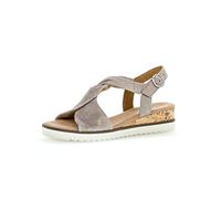 Gabor Porter 751.95 Muschel Taupe Nubuck Leather Womens Rip Tape Wedge Sandals 39 Muschel