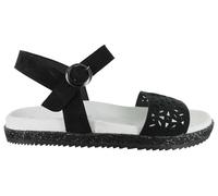 GABOR Sandales en cuir noir à talon plat pour femmes