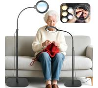 GABORISH 10 loupes sur pied avec lumière et support, lampe loupe 3 en 1 avec 54 LED, lampe loupe flexible avec col de cygne avec pince, 5 modes de couleur, luminosité à intensité variable, loupe de