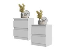 GABRIEL - 2 x Table de nuit - Table de nuit avec 2 tiroirs Lot de 2 - Blanc Mat H50cm L41cm P33cm