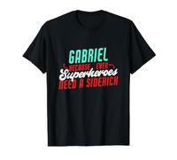 Gabriel, Parce Que même Les Super-héros Ont Besoin d'un Acolyte drôle T-Shirt Graphique avec Valeur, Homme, Noir, M