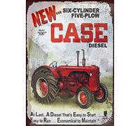 Gabriella Hunter Plaque en métal avec motif tracteur de New Case - Art vintage - Décoration murale pour garage ou maison - 30,5 x 20,3 cm