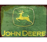 Gabriella Hunter Plaque en métal avec motif tracteur John Deere - Décoration murale pour garage ou maison - 30,5 x 20,3 cm