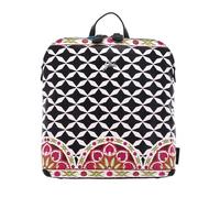 Gabs Sac à dos de loisirs noir blanc en cuir pour femme - Brigitte TG Wallpaper + Ruga Backpack L Optical + Fiori 229779