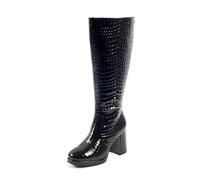 GABYLOU Bottes mollets larges 2XL - Modele Melissa Croco. Black23. 42