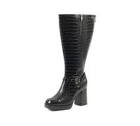GABYLOU - Modèle MANON - Bottes Hautes Femme Pieds Larges Mollets Vario 3XL/4XL - Double Semelle Amovible, Talon 9,5 cm + Plateforme 2 cm - Fermeture Zip