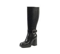 GABYLOU - Modèle NINA - Bottes hautes pour femmes, adaptées aux pieds larges et aux mollets forts - Semelle intérieure double amovible. Talon de 9,5 cm + plateforme de 2 cm