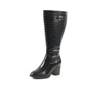 GABYLOU - Modèle ROMY - Bottes hautes pour femmes aux pieds et mollets larges (3XL) - Talon de 7,5 cm - Fermeture à zip