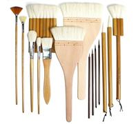 GACDR Lot de 15 pinceaux de poterie pour vitrage en céramique avec boîte de rangement, laine et bambou merlu pour poterie, acrylique, aquarelle