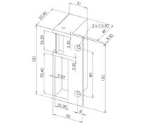 Gâche 2 temps or gauche120 mm 12/24 V AC / DC + VARIS HERACLES PCA-1037I-OR