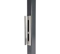 Gâche avec butée pour serrure à cadre tubulaire en métal H - 270 x 56 x 10 cm - En aluminium argenté