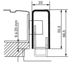 Gâche en applique à recouvrement réglable 9 à 20 mm pour carénées EXCLUSIVE gauche marron VACHETTE 14779000