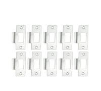 Gâche métallique coudée couleur argent, Plaque de Loquet Tubulaire Inox Gâche de Porte Argent 69x37.5x0.8mm 5/10 pcs(10pc)