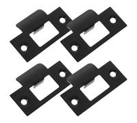 Gâche métallique coudée couleur argent, Plaque de renfort de serrure de porte en acier inoxydable, noire, 7,00x4,00x0,80cm, paquet de 4