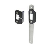 Gâche réversible en Inox avec butée et contre-butée pour serrure à encastrer. - Noir Ral 9005