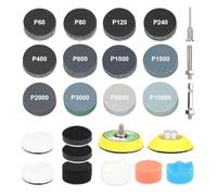 Gachiwar Kit De 193 Pièces Disques Abrasifs Avec Adaptateur De Polissage Et Tampons - Set De Disques Abrasifs Avec Papier Abrasif Velcro, Kit De Tampons Pour Voiture, Bois, Métal, Verre Et Projets DIY