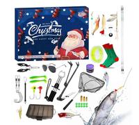 Gacqpli Calendrier de l'Avent Pêche Noël | Calendrier de l'Avent Pêche 24 Jours | Appât Pinces à Lèvres Poisson Eau Salée Douce,Cadeau Ado Ami Grand-Père Père Pêcheur