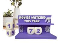 Gacqpli Compteur de Films Visionnés - avec Blocs Décoratifs et Compteur,Décor d'Étagère de Cinéma Annuel | pour Cinéphiles Bureau Salon Chambre