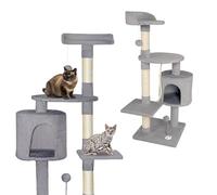 Gaczoo - Arbre à Chat - Griffoir pour Chat avec Colonne en Sisal, Niche, Plateformes & Balles - 40 x 40 cm, 116 cm de Hauteur - Tour pour Chats, Colonne à Griffer - Gris Clair