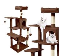 Gaczoo - Arbre à Chat - Griffoir pour Chat avec Colonnes en Sisal, Niche, Hamac & Surface de Repos - 55 x 45 cm, 143 cm de Hauteur - Tour pour Chats, Colonne à Griffer - Brun