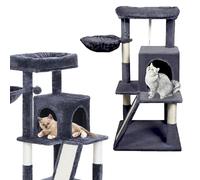 Gaczoo - Arbre à Chat - Griffoir pour Chat avec Colonnes en Sisal, Niche & Surfaces de Repos - 50 x 50 cm, 96 cm de Hauteur - Tour pour Chats, Colonne à Griffer - Gris foncé