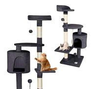 Gaczoo Arbre à Chat Petit 42 cm - Mini Arbre à Chat avec Griffoir en Sisal, Tunnel, Panier, Balle de Jeu et Plateforme - pour Griffer, Jouer et Dormir - Base 35 x 35 cm - Gris foncé