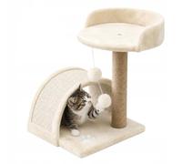 Gaczoo Arbre à Chat Petit 42 cm - Mini Arbre à Chat avec Griffoir en Sisal, Tunnel, Panier, Balle de Jeu et Plateforme - pour Griffer, Jouer et Dormir - Base 35 x 35 cm - Beige