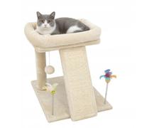Gaczoo Petit arbre à chat 44 cm de haut - Mini arbre à chat avec rampe, 2 jouets pour chat, balle et plateforme en peluche - Pour aiguiser les griffes, jouer, dormir - Stable et peu encombrant - Base