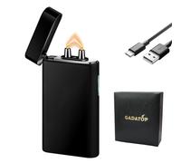 GADATOP Briquet à arc plasma - Coupe-vent, électrique, rechargeable, USB-C avec indicateur de batterie clignotant rythmique (noir)