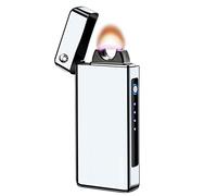 GADATOP Briquet électrique Briquet Tempête Briquet Rechargeable USB à Flamme Plasma à Arc Briquet Personnalisé Briquet à Bougie Coupe-Vent pour Le Camping en Plein Air (Argent)