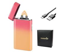 GADATOP Briquet électrique Rechargeable briquets tempête Briquet personnalisé avec Affichage LED Batterie en métal Parfait pour barbecues et comme Cadeau élégant (Dégradé de Rose et Jaune)