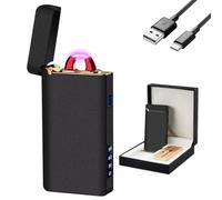 GADATOP Briquet tempête électrique avec USB Rechargeable et Affichage LED Batterie Design Moderne Parfait pour Le Camping et comme Cadeau Tendance pour Hommes et Femmes (Noir Mat)