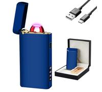 GADATOP Briquet tempête USB Rechargeable avec Design Moderne et Affichage LED Batterie, idéal pour Les aventuriers et Les campeurs (Bleu)