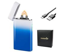 GADATOP Briquet USB Rechargeable Briquet Flamme Briquet Chalumeau métal avec Affichage LED Batterie Design Luxueux pour Barbecue et activités de Plein air (Dégradé de Bleu et Blanc)