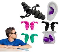 GadgetNestUSA Lot de 4 paires de bouchons d'oreilles réutilisables étanches pour natation (2 de chaque) - En silicone souple et confortable - Joint anti-fuite pour homme et femme - Pour la natation