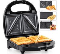 Gadgy Appareil à Gaufres 3 en 1 Croque Monsieur Grill 750 W | Plaques Interchangeables pour Gaufres Croque Monsieur et Grill - Revêtement Antiadhésif et Poignée Cool Touch