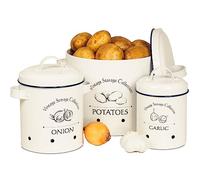 Gadgy Boite Pomme de Terre | Ensemble de 3 Boite Metal Vintage | Rangement Pomme de Terre Oignon | Decoration Cuisine | Range Oignon et Ail | Bac Oignons | Boite de Conservation Pomme de Terre