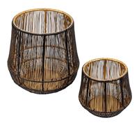 Gadgy Bougies Noir - Ensemble de 2 Grands Photophores - Décoration de Lanterne pour Salon - 10x9 cm & 16x15,5 cm, GG1006