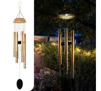 Gadgy Carillon Solaire - Carillons à Suspendre Extérieur - Lanterne Solaire avec Tubes Sonores - Décoration Jardin Résistant aux Intempéries