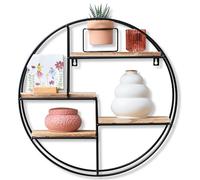 Gadgy Étagère Murale Design Ronde - 4 Étagères Bois Naturel et Métal Soudé - Style Industriel Élégant pour Déco Murale 42 x 10 cm