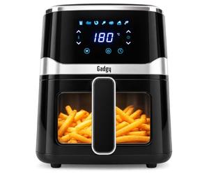 Gadgy Friteuse à Air 5 L 1400 W avec Fenêtre et Écran Tactile | Airfryer avec 7 Programmes 80 à 200 Degrés Panier Antiadhésif pour Frites Poulet Poisson Légumes et Snacks