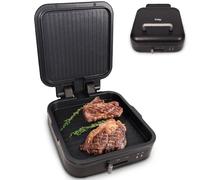 Gadgy Gril de Contact Électrique 1400W - 2 en 1 avec Fond Amovible - Température Réglable - Grillage Simple et Double Face - Revêtement Antiadhésif - Noir Mat/Argent