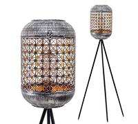 Gadgy Lampe Solaire sur Pied Extérieure LED Outdoor 92cm - Lampe sur pied de jardin étanche extérieure - Lanterne solaire pour balcon éclairage durable - Lampe sur pied à trois pieds en rotin