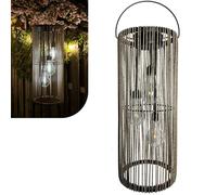 Gadgy Lanterne Solaire en Aspect Rotin - Lampe Décorative à Suspendre ou Poser - Éclairage Extérieur pour Terrasse, Balcon & Jardin - Lampe de Table pour Décoration