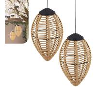Gadgy Lot de 2 Lanternes Solaires Suspendues Effet Rotin - Lampes LED Extérieures Étanches pour Jardin, Terrasse & Balcon - Éclairage Solaire Décoratif Automatique
