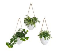 Gadgy Lot de 3 Pots Fleurs Suspendus en Céramique, Déco Support pour Plantes, Décoration Murale Salon Maison, Porte Plante Deco Scandinave Couloir