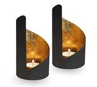 Gadgy Photophore Bougie | Ensemble De 2 Pièces | Bougeoir Doré Et Noir | Decoration Maison | Porte Bougie Decorative | Deco Interieur Salon