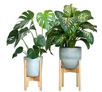 Gadgy Support pour Plantes Intérieur | Ensemble de 2 Pièces en Bambou Réglable pour Pots Ø 20-30 cm | Support Pot de Fleur Durable - Décoration de Maison Moderne